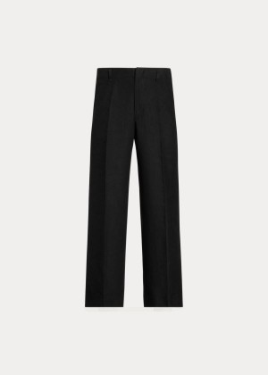 Spodnie Ralph Lauren Linen Wide-Leg Pant Damskie Czarne | EYKP4496