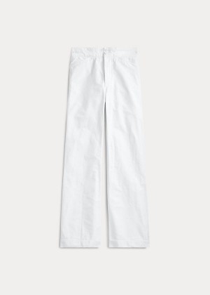 Spodnie Ralph Lauren Mid-Rise Flare Cotton Pant Damskie Białe | XWSG3290