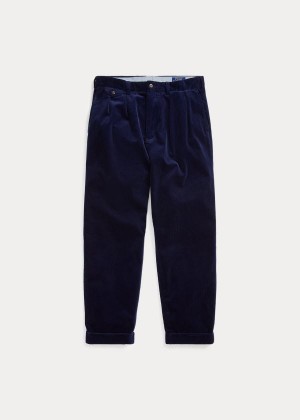 Spodnie Ralph Lauren Pleated Baggy Corduroy Pant Męskie Granatowe | DTJN2603