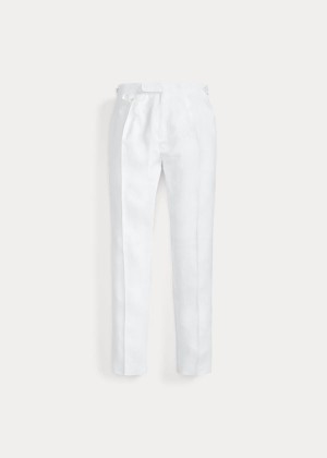 Spodnie Ralph Lauren Pleated Linen Suit Trouser Męskie Białe | ITYP0173