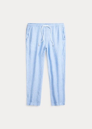 Spodnie Ralph Lauren Relaxed Fit Striped Linen Pant Męskie Niebieskie Białe | JWRD1981