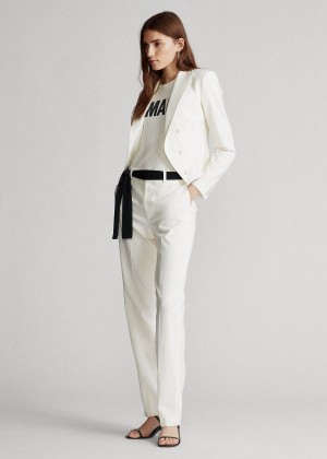 Spodnie Ralph Lauren Satin Straight-Leg Pant Damskie Kremowe | ESAC3465