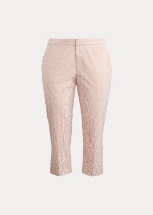 Spodnie Ralph Lauren Seersucker Straight Pant Damskie Czerwone Białe | HNCR7114