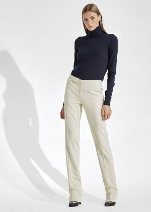 Spodnie Ralph Lauren Seth Wool Gabardine Pant Damskie Głęboka Kremowe | GZCL4924