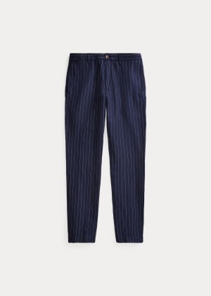 Spodnie Ralph Lauren Slim Fit Pinstripe Pant Męskie Czarne | UBRY6147