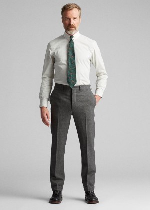 Spodnie Ralph Lauren Slim Glen Plaid Wool Trouser Męskie Czarne Szare | CZIK9900