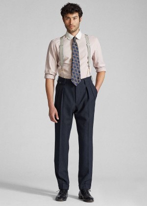 Spodnie Ralph Lauren Slim Herringbone Suit Trouser Męskie Indygo | HLDF6528