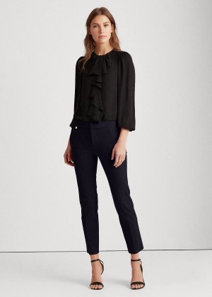 Spodnie Ralph Lauren Stretch Cotton Skinny Pant Damskie Granatowe | RZQF9834