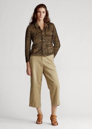 Spodnie Ralph Lauren Wide-Leg Twill Pant Damskie Brązowe | TOBX7829