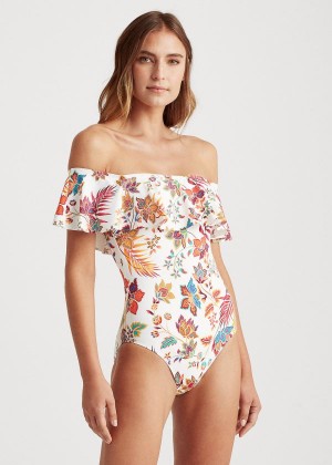 Stroje Pływackie Ralph Lauren Floral Ruffle-Trim One-Piece Damskie Kolorowe | JYYP1212