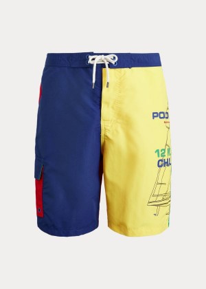 Stroje Pływackie Ralph Lauren Kailua Polo Sport Swim Trunk Męskie Niebieskie Żółte Czerwone | FWJS9554