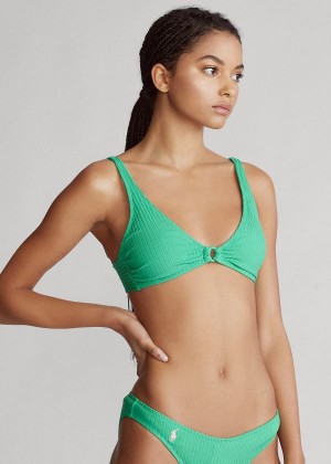 Stroje Pływackie Ralph Lauren O-Ring Bralette Bikini Top Damskie Zielone | MLKX4908