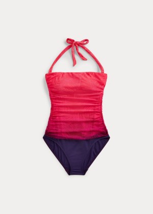 Stroje Pływackie Ralph Lauren Ombr? Bandeau One-Piece Damskie Różowe | SFSR6524