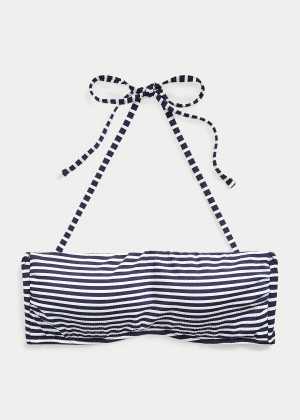 Stroje Pływackie Ralph Lauren Striped Bandeau Top Damskie Granatowe | LHYP9756