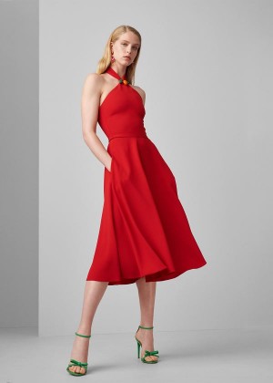 Sukienka Ralph Lauren Arleen Crepe Cady Halter Dress Damskie Czerwone | QISY7278