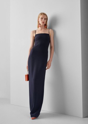 Sukienka Ralph Lauren Cayson Stretch Cady Gown Damskie Jasny Granatowe | CINE4017