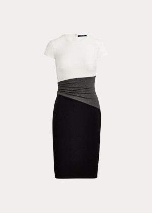 Sukienka Ralph Lauren Color-Blocked Jersey Dress Damskie Czarne Szare Białe | MHIG5954