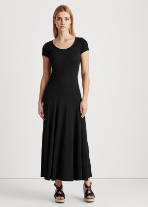 Sukienka Ralph Lauren Cotton-Blend Maxidress Damskie Czarne | BQKA8424