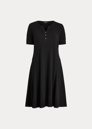 Sukienka Ralph Lauren Cotton Fit-and-Flare Dress Damskie Czarne | HHYA3466