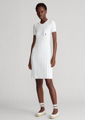 Sukienka Ralph Lauren Cotton Short-Sleeve Dress Damskie Białe | LIGF7770