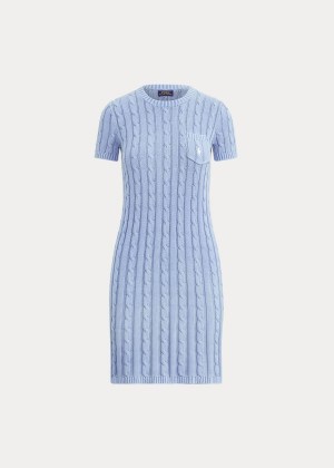 Sukienka Ralph Lauren Cotton Short-Sleeve Dress Damskie Głęboka Niebieskie | YBUC2327