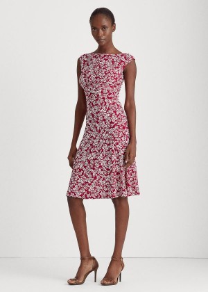 Sukienka Ralph Lauren Floral Matte-Jersey Dress Damskie Bordowe Kremowe | TNOI2635