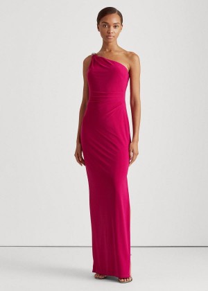 Sukienka Ralph Lauren Jersey One-Shoulder Gown Damskie Głęboka Fuksja | SOSZ0260