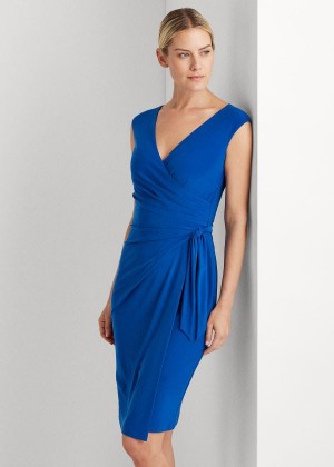 Sukienka Ralph Lauren Jersey Wrap-Style Dress Damskie Niebieskie | IGRB7977