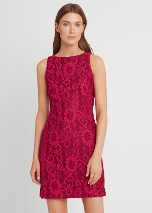 Sukienka Ralph Lauren Lace Sleeveless Dress Damskie Bordowe Różowe | NLIH5774