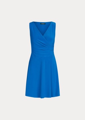 Sukienka Ralph Lauren Matte Jersey Surplice Dress Damskie Niebieskie | INVJ7160