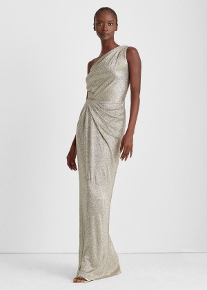 Sukienka Ralph Lauren Metallic One-Shoulder Gown Damskie Głęboka Beżowe | VEWB4773