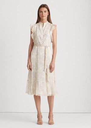 Sukienka Ralph Lauren Paisley Georgette Dress Damskie Kremowe Kolorowe | QKDH1183