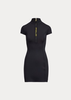 Sukienka Ralph Lauren Stretch Quarter-Zip Dress Damskie Czarne | TZVE2308