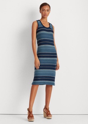 Sukienka Ralph Lauren Striped Sleeveless Dress Damskie Niebieskie Kolorowe | MSBS8025