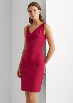 Sukienka Ralph Lauren Surplice Cocktail Dress Damskie Głęboka Fuksja | EDYI0735