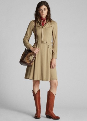 Sukienka Ralph Lauren Western Dress Damskie Khaki | EBQH3528