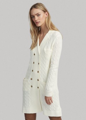 Swetry Ralph Lauren Cable-Knit Cashmere Cardigan Damskie Kremowe | ENVX5903