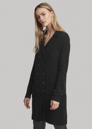 Swetry Ralph Lauren Cable-Knit Cashmere Cardigan Damskie Czarne | LRXB1915