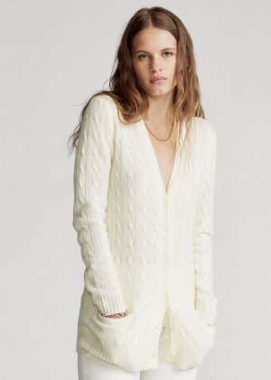 Swetry Ralph Lauren Cable-Knit Cashmere Cardigan Damskie Kremowe | TVVV3871