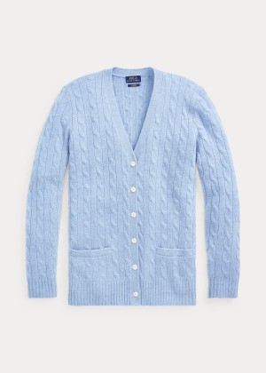 Swetry Ralph Lauren Cable-Knit Cashmere Cardigan Damskie Głęboka Niebieskie | LPDF6774