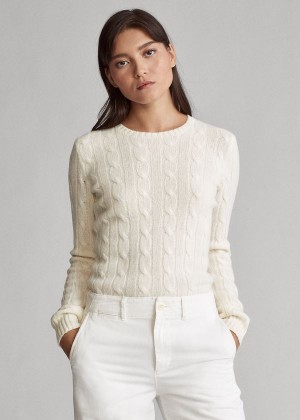 Swetry Ralph Lauren Cable-Knit Cashmere Sweater Damskie Kremowe | RXFQ6701