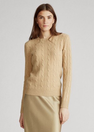 Swetry Ralph Lauren Cable-Knit Cashmere Sweater Damskie Brązowe | IKZP9451