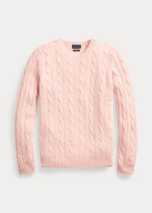 Swetry Ralph Lauren Cable-Knit Cashmere Sweater Damskie Różowe | NNLR3480