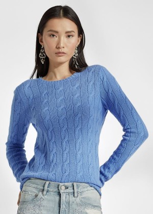 Swetry Ralph Lauren Cable-Knit Cashmere Sweater Damskie Niebieskie | UOCD6140