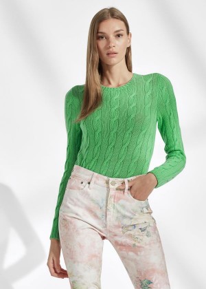 Swetry Ralph Lauren Cable-Knit Cashmere Sweater Damskie Mięta Zielone | HRHW8071