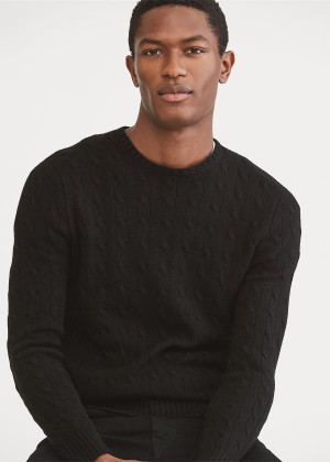 Swetry Ralph Lauren Cable-Knit Cashmere Sweater Męskie Czarne | PLKU6865