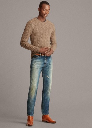 Swetry Ralph Lauren Cable-Knit Cashmere Sweater Męskie Brązowe | WIEW8528