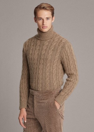 Swetry Ralph Lauren Cable-Knit Cashmere Sweater Męskie Brązowe | RVVM1499