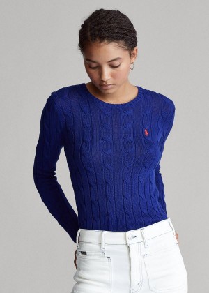 Swetry Ralph Lauren Cable-Knit Cotton Sweater Damskie Królewski Niebieski Niebieskie | VLTL0393