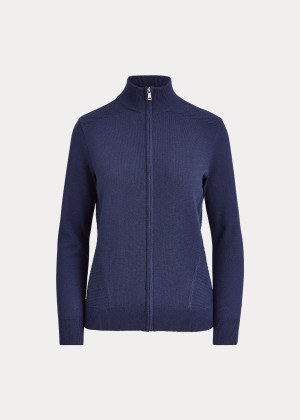 Swetry Ralph Lauren Cashmere-Blend Golf Sweater Damskie Granatowe | EXJW6252